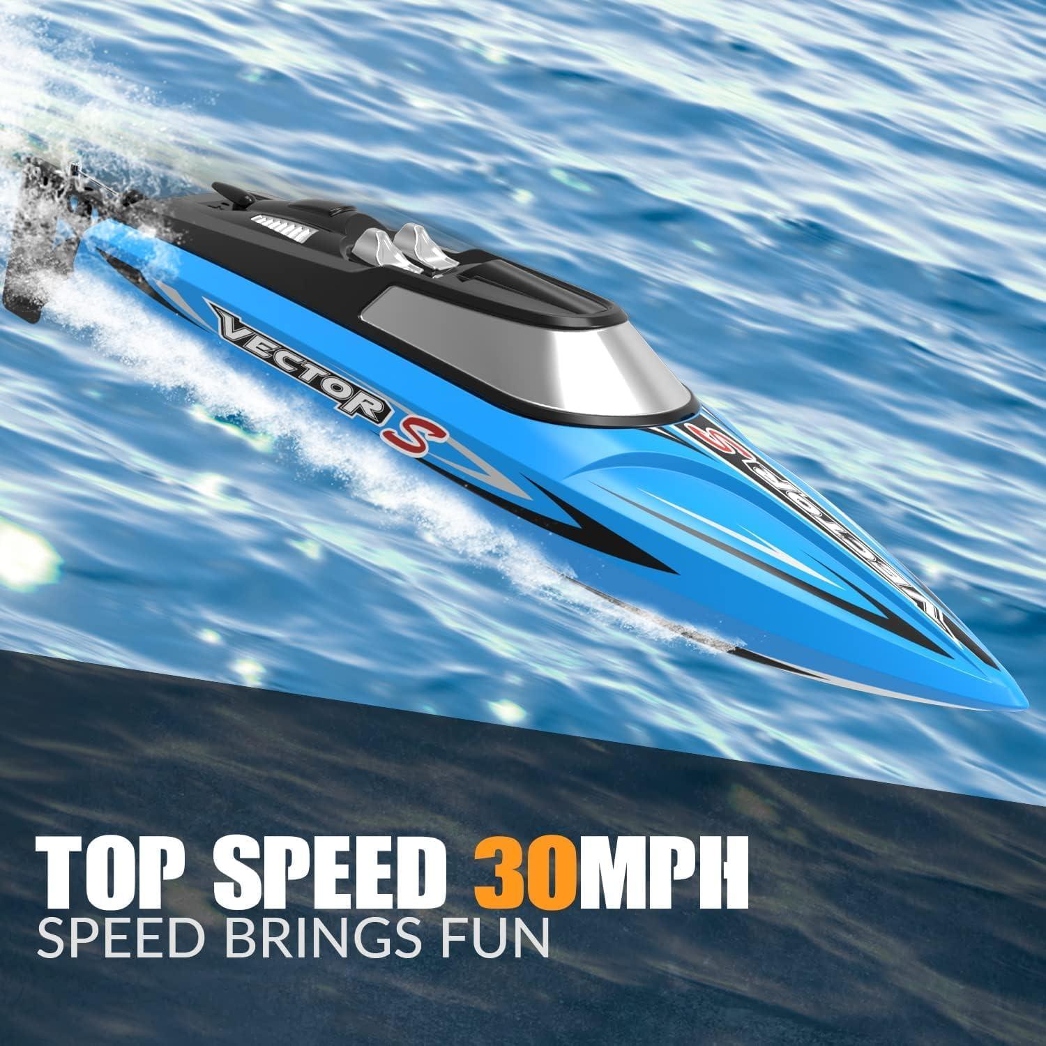 image:imagevolantexrc Brushless RC Boats for Adults 30MPH 177 High Speed Remote Control Boat with Rechargeable Battery for Lakes 24 GHz Fast RC Boat for Adults BlueBrushless Blue 04