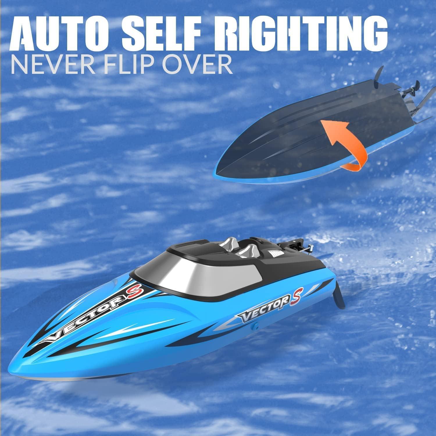 image:imagevolantexrc Brushless RC Boats for Adults 30MPH 177 High Speed Remote Control Boat with Rechargeable Battery for Lakes 24 GHz Fast RC Boat for Adults BlueBrushless Blue 04