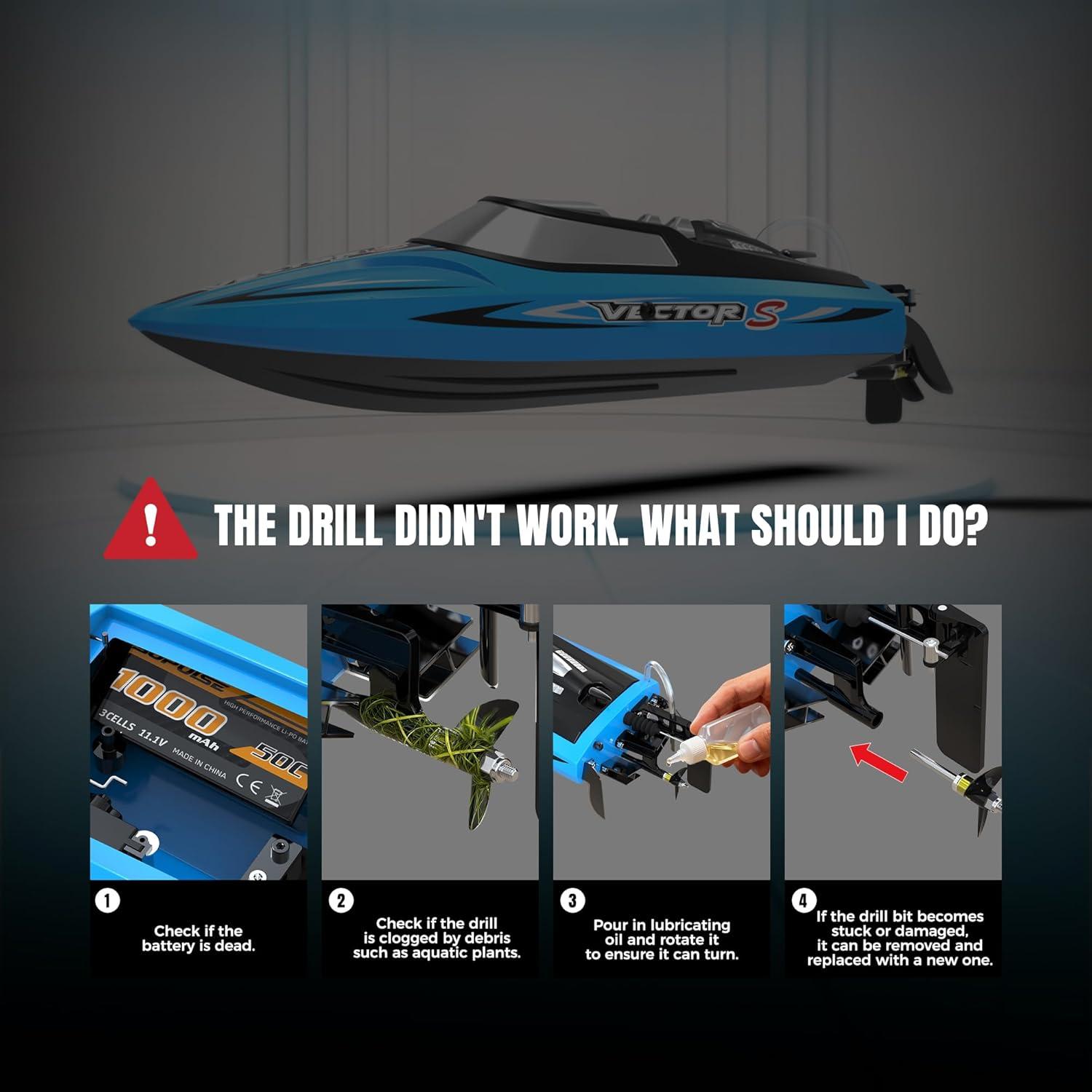 image:imagevolantexrc Brushless RC Boats for Adults 30MPH 177 High Speed Remote Control Boat with Rechargeable Battery for Lakes 24 GHz Fast RC Boat for Adults BlueBrushless Blue 04