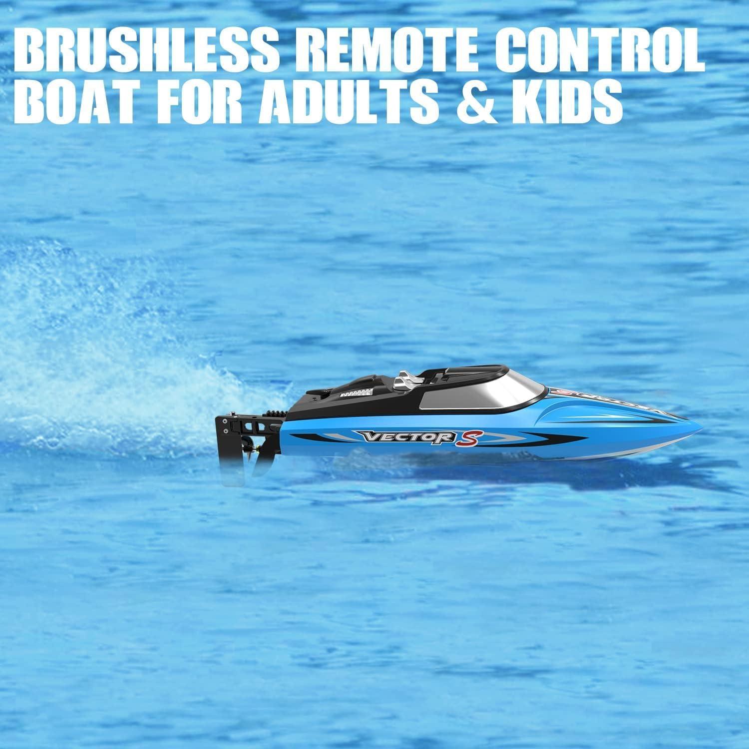 image:imagevolantexrc Brushless RC Boats for Adults 30MPH 177 High Speed Remote Control Boat with Rechargeable Battery for Lakes 24 GHz Fast RC Boat for Adults BlueBrushless Blue 04