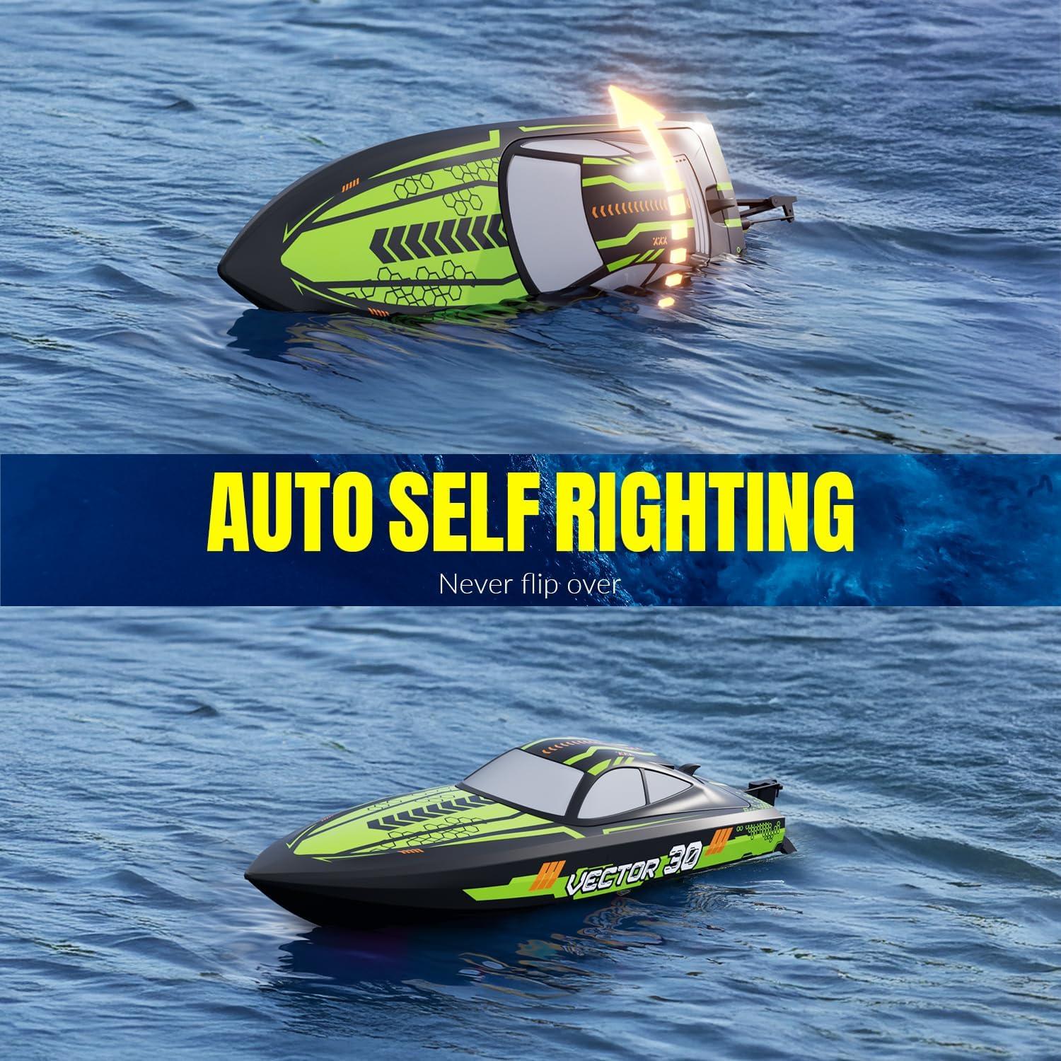 image:imagevolantexrc Brushless RC Boats for Adults 35MPH Fast Remote Control Boat for Lakes Full Proportional Boat High Speed RC Boats for Adults 79706Green
