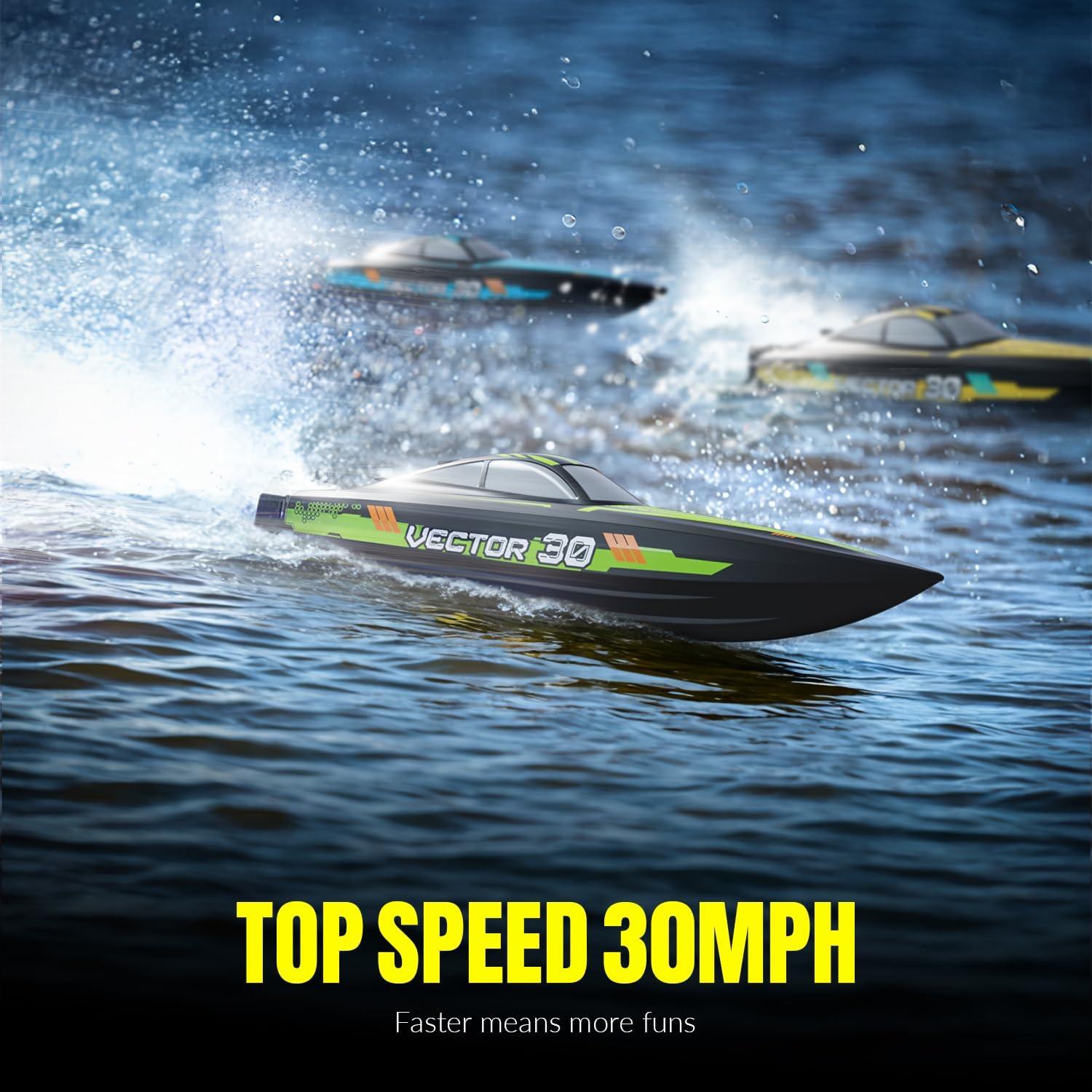 image:imagevolantexrc Brushless RC Boats for Adults 35MPH Fast Remote Control Boat for Lakes Full Proportional Boat High Speed RC Boats for Adults 79706Green
