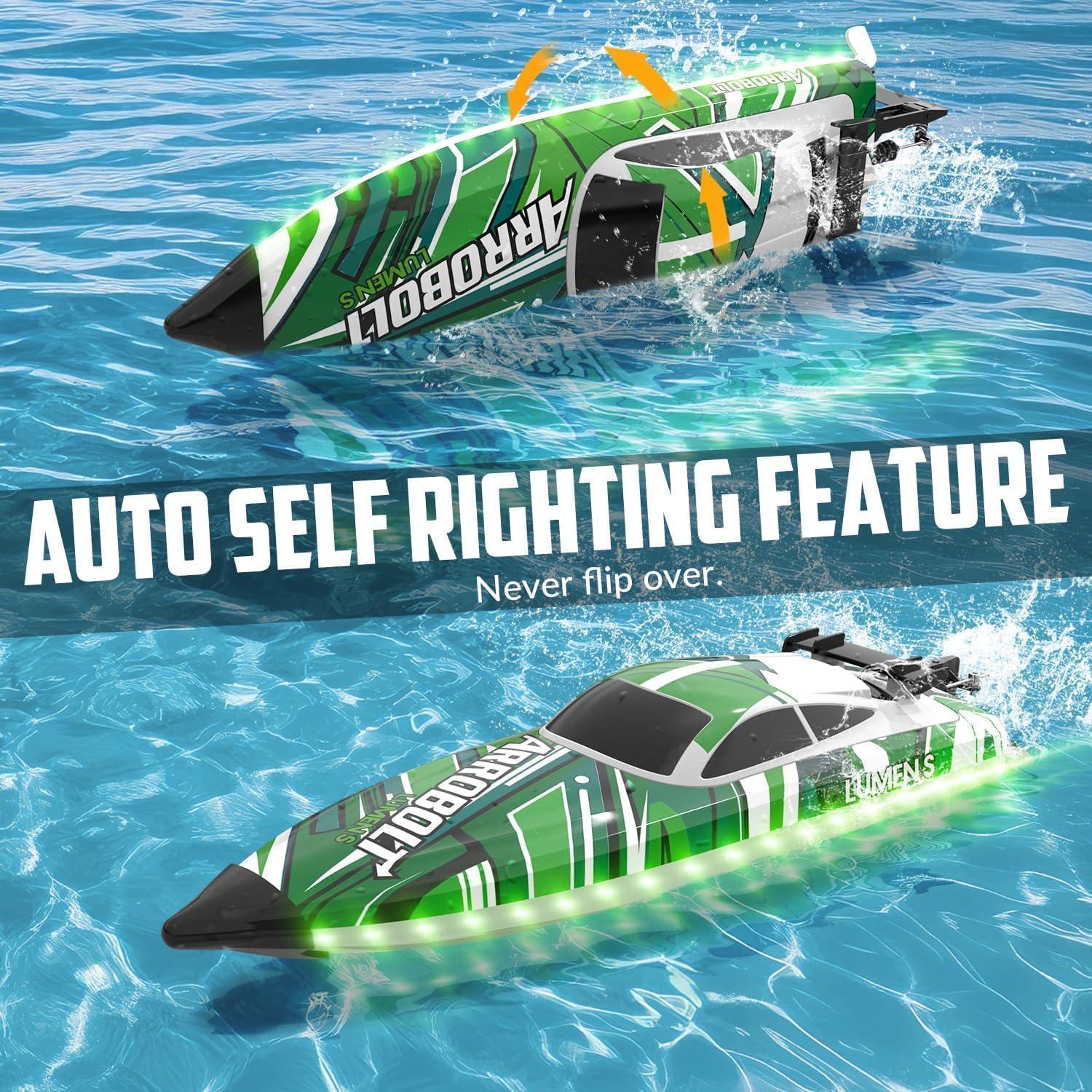 image:imagevolantexrc Brushless RC Boats for Adults 35MPH Fast Remote Control Boat for Lakes Full Proportional Boat High Speed RC Boats for Adults 79706Light Green