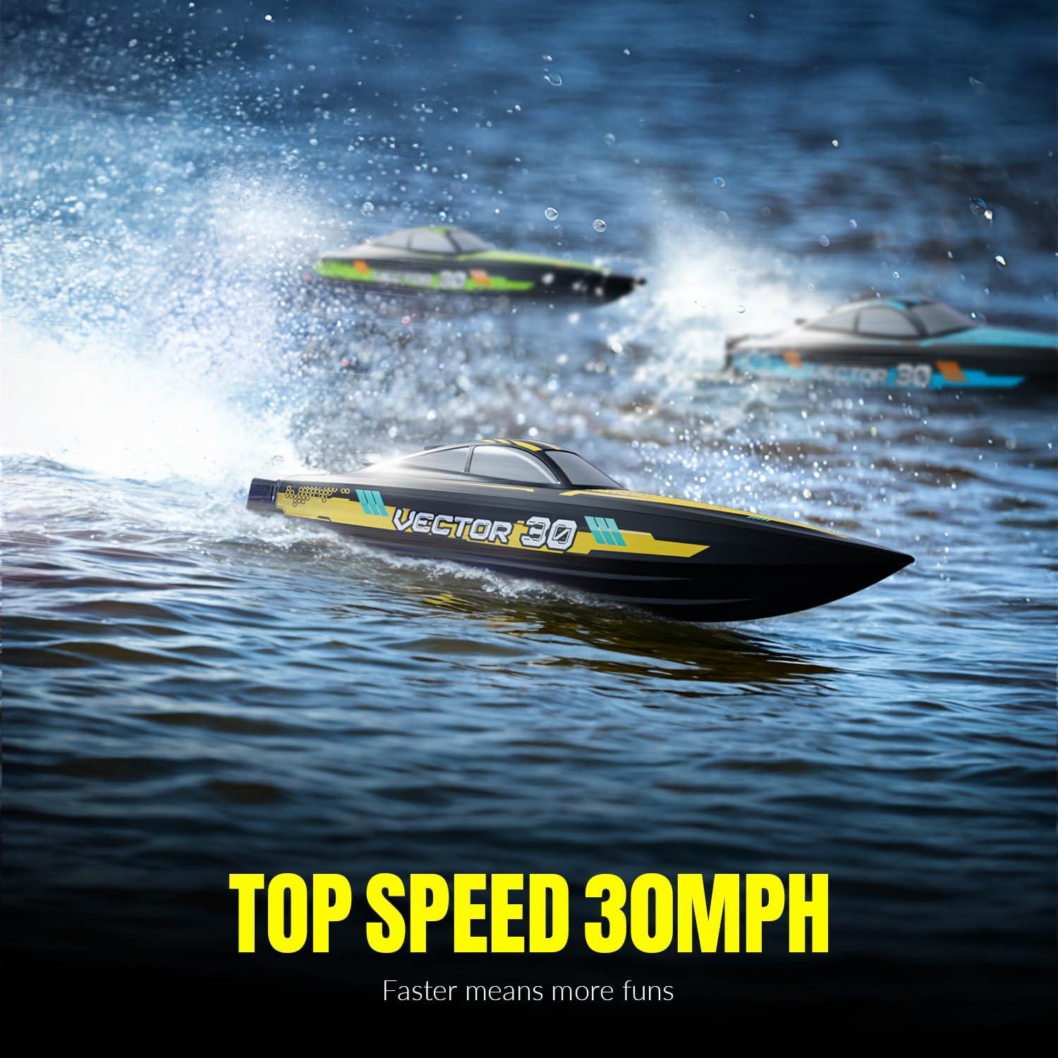 image:imagevolantexrc Brushless RC Boats for Adults 35MPH Fast Remote Control Boat for Lakes Full Proportional Boat High Speed RC Boats for Adults 79706Yellow
