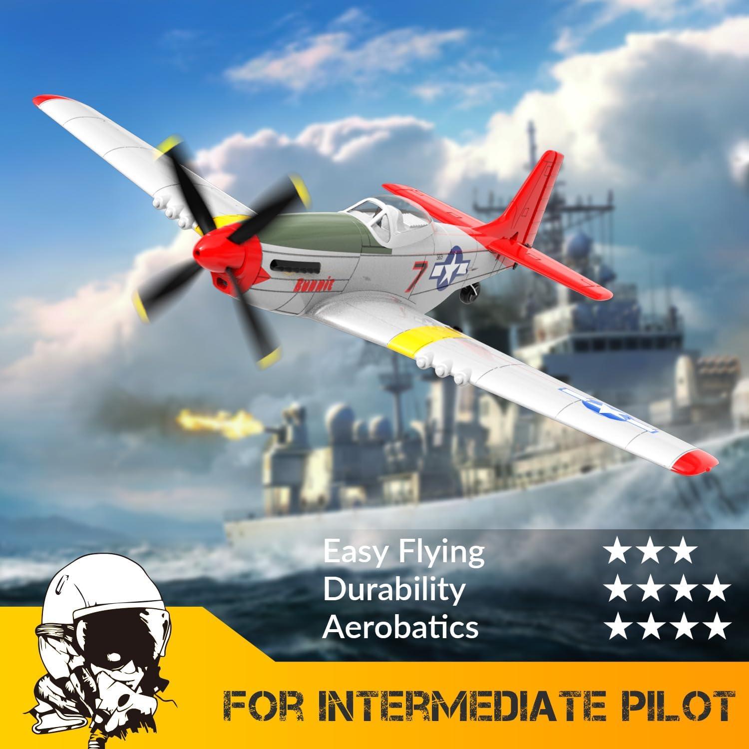 image:imageVOLANTEXRC 4CH RC Plane Fighter Airplane P51D Mustang amp Zero with Aileron 24Ghz Remote Control Aircraft with Aerobatic amp 3 Modes Fly for Adults