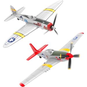 VOLANTEXRC 4CH RC Plane Fighter Airplane P51D Mustang & P-47 Thunderbolt with Aileron, 2.4Ghz Remote Control Aircraft with Aerobatic & 3 Modes Fly for Adults