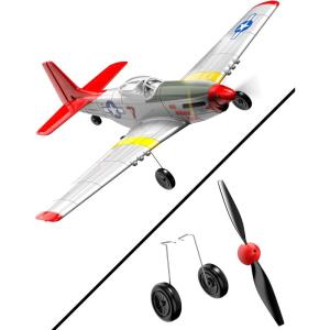 volantexrc RC Plane, 4 Channel Remote Control Airplane Fighter RTF with 6-Axis Gyro, 3 Modes & Aerobatics Easy to Fly, 2.4GHz Radio Controlled Aircraft for Beginners & Adults, P51D Mustang, Red