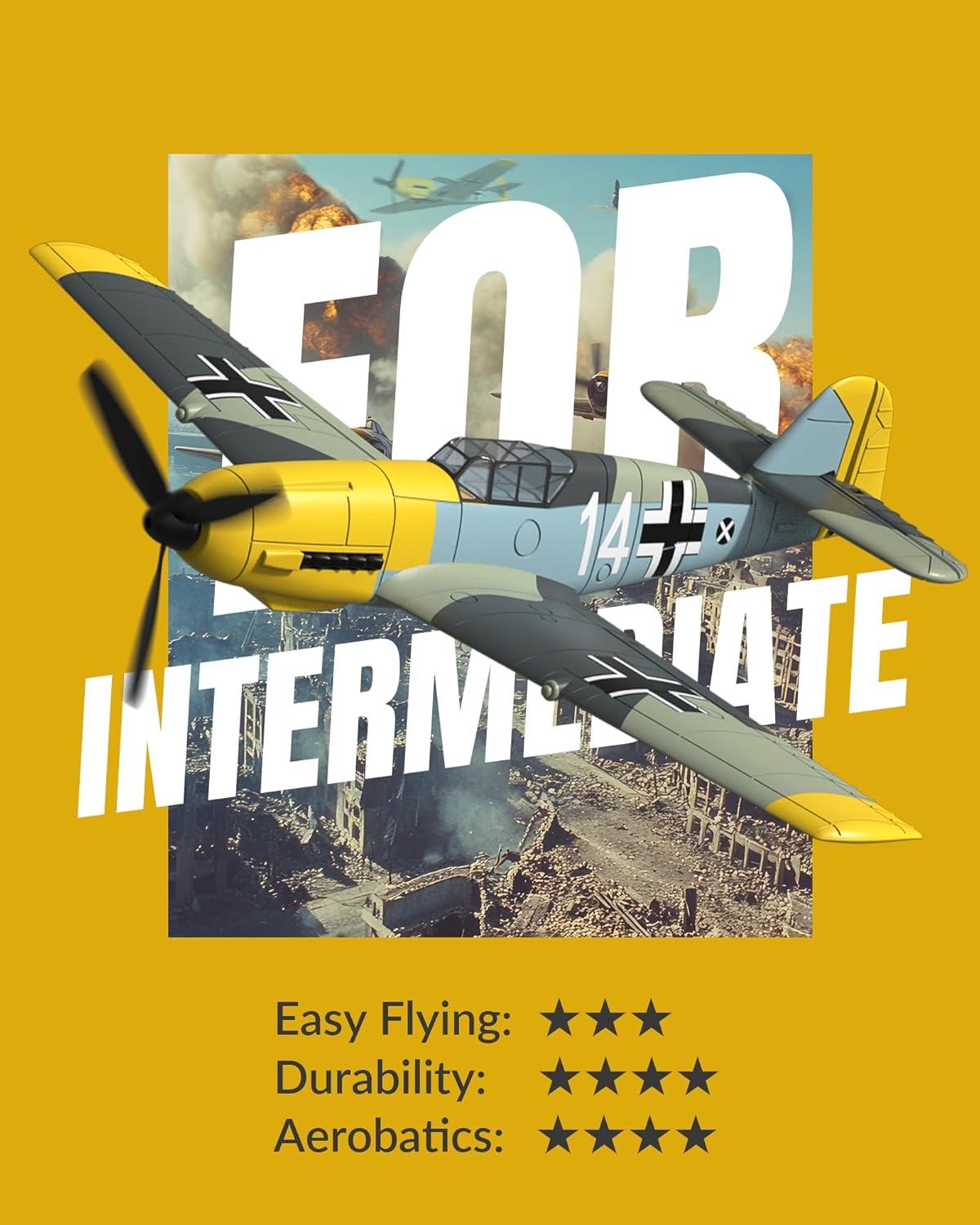 image:imagevolantexrc RC Plane 4 Channel Remote Control Airplane BF109 Fighter RTF with Aileron Gyro Aerobatics amp 3 Modes Easy to Fly Hobby Radio Controlled Aircraft for Beginners amp Adults amp Propellers