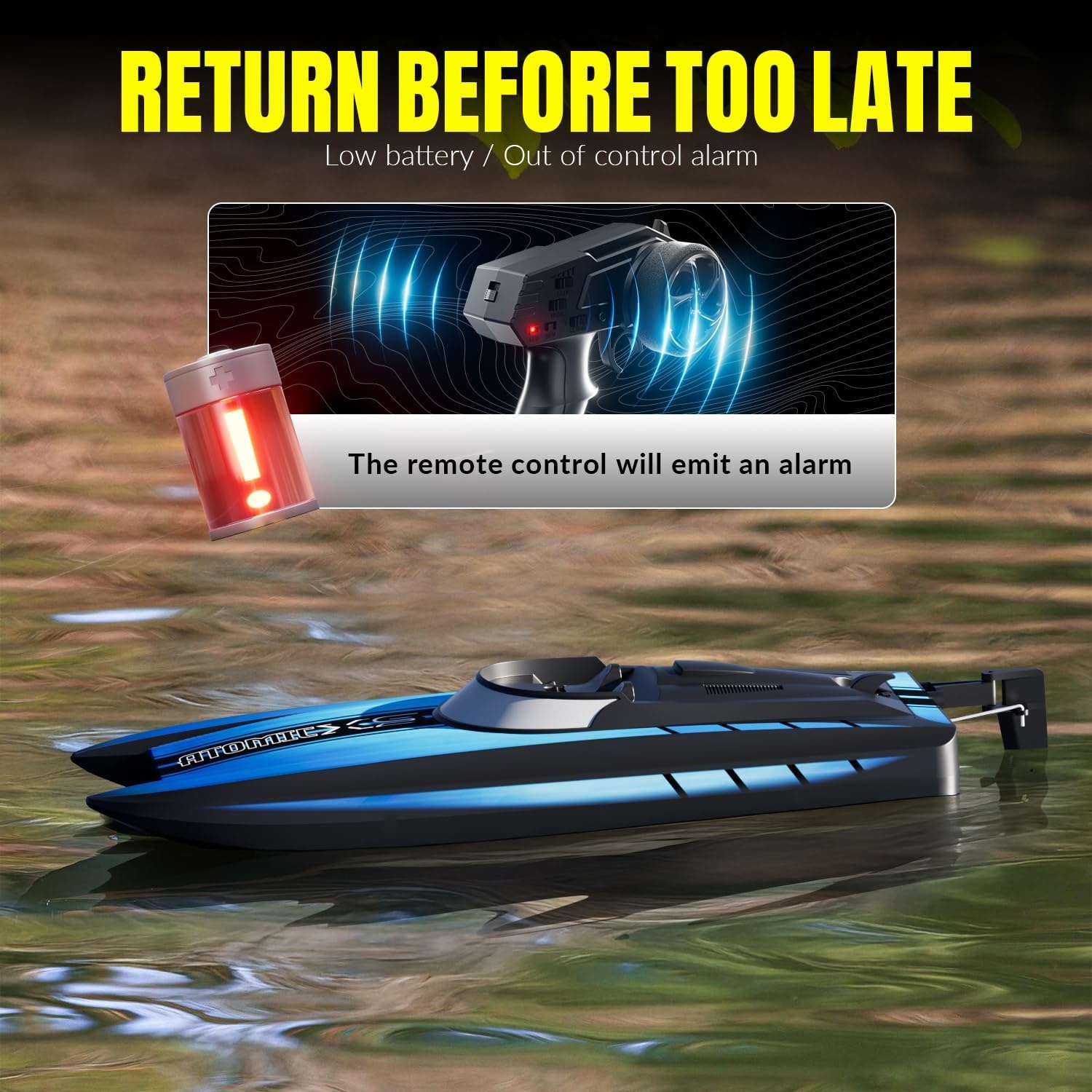 image:imageVOLANTEXRC Remote Control Boats for Pools and Lakes 30MPH AtomicXS High Speed RC Boat for Adults Toy Boat Gifts with 2 Batteries amp Reverse Function 7955 Deep BlueBlue