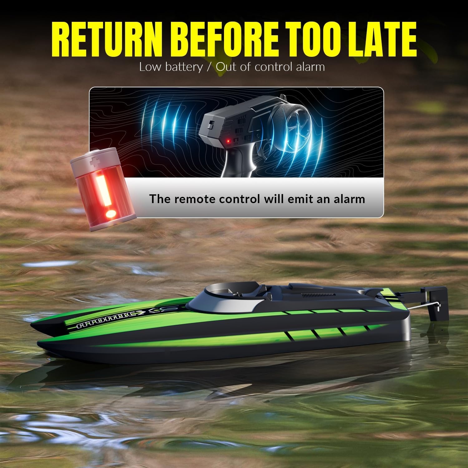 image:imageVOLANTEXRC Remote Control Boats for Pools and Lakes 30MPH AtomicXS High Speed RC Boat for Adults Toy Boat Gifts with 2 Batteries amp Reverse Function 7955 Deep BlueGreen