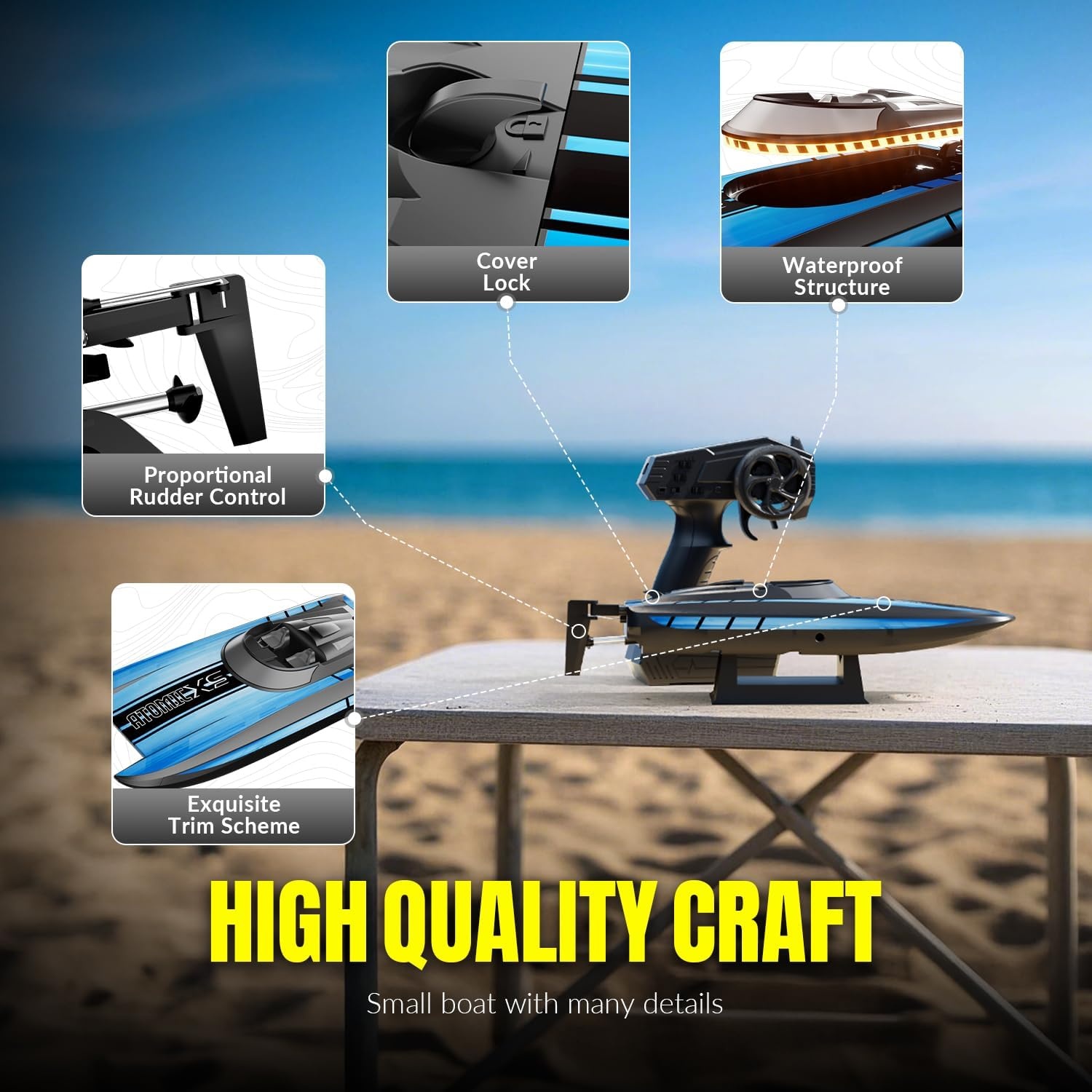 image:imageVOLANTEXRC Remote Control Boats for Pools and Lakes 30MPH AtomicXS High Speed RC Boat for Adults Toy Boat Gifts with 2 Batteries amp Reverse Function 7955 Deep BlueBlue