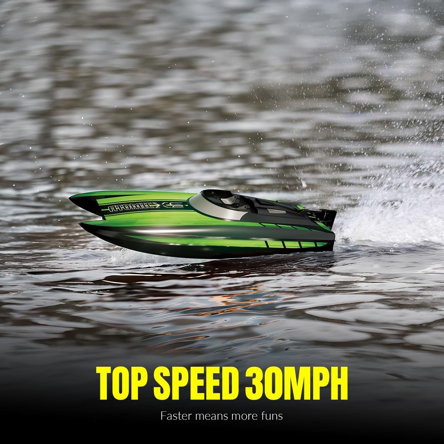 image:imageVOLANTEXRC Remote Control Boats for Pools and Lakes 30MPH AtomicXS High Speed RC Boat for Adults Toy Boat Gifts with 2 Batteries amp Reverse Function 7955 Deep BlueGreen