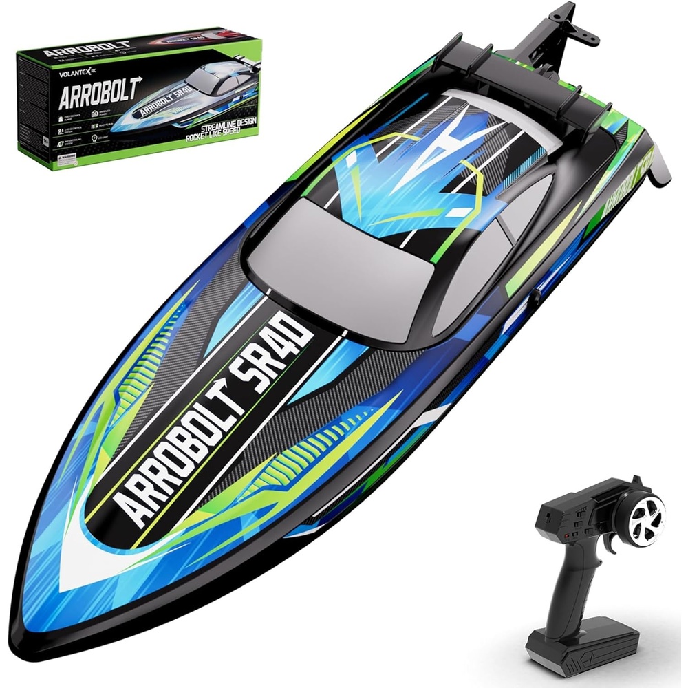 image:imagevolantexrc Brushless RC Boats for Adults 30MPH Fast Remote Control Boat with 2 Rechargeable Batteries for Lakes 30 Mins Full Proportional Boats High Speed RC Boat for AdultsBlue