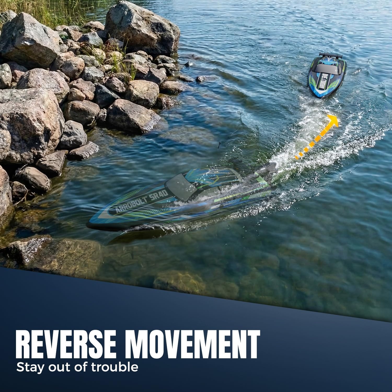 image:imagevolantexrc Brushless RC Boats for Adults 30MPH Fast Remote Control Boat with 2 Rechargeable Batteries for Lakes 30 Mins Full Proportional Boats High Speed RC Boat for AdultsBlue