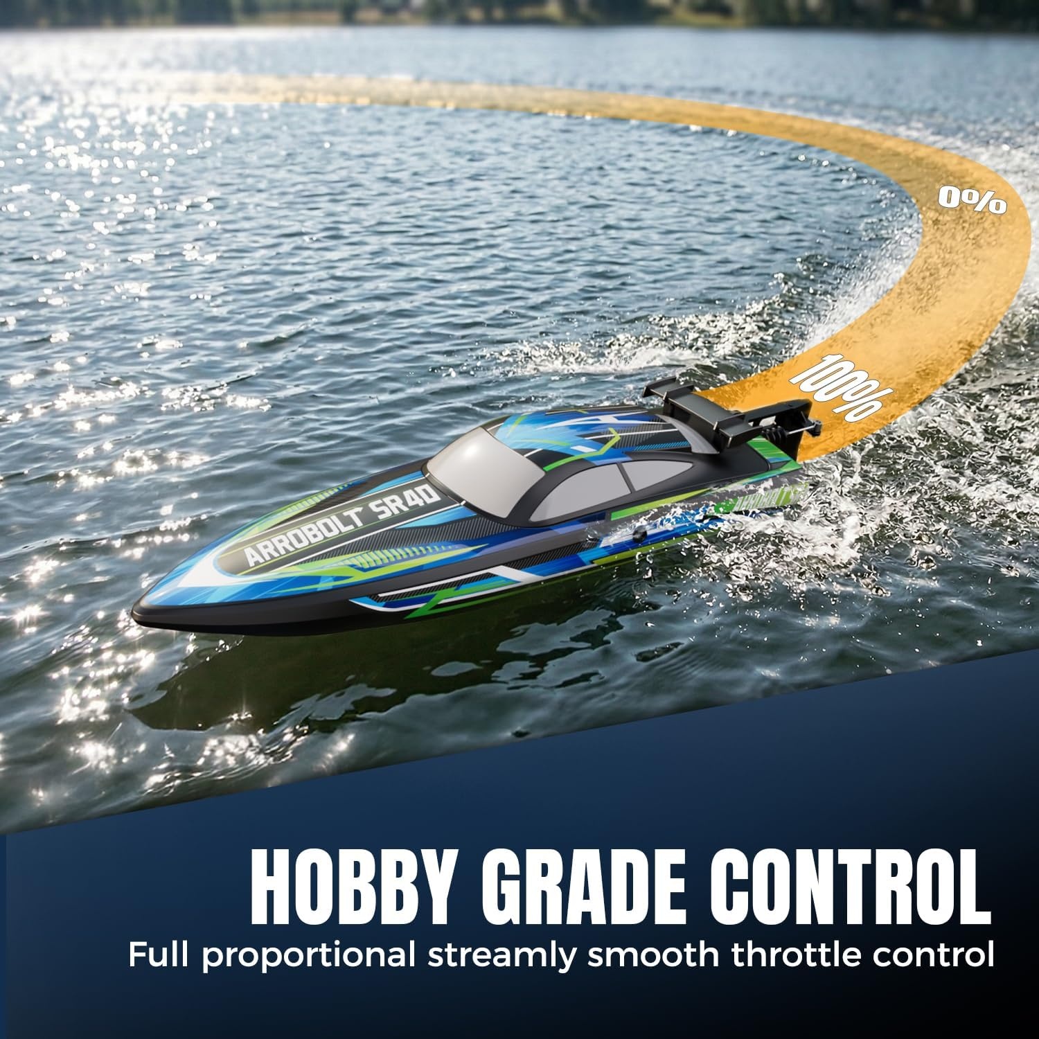 image:imagevolantexrc Brushless RC Boats for Adults 30MPH Fast Remote Control Boat with 2 Rechargeable Batteries for Lakes 30 Mins Full Proportional Boats High Speed RC Boat for AdultsBlue