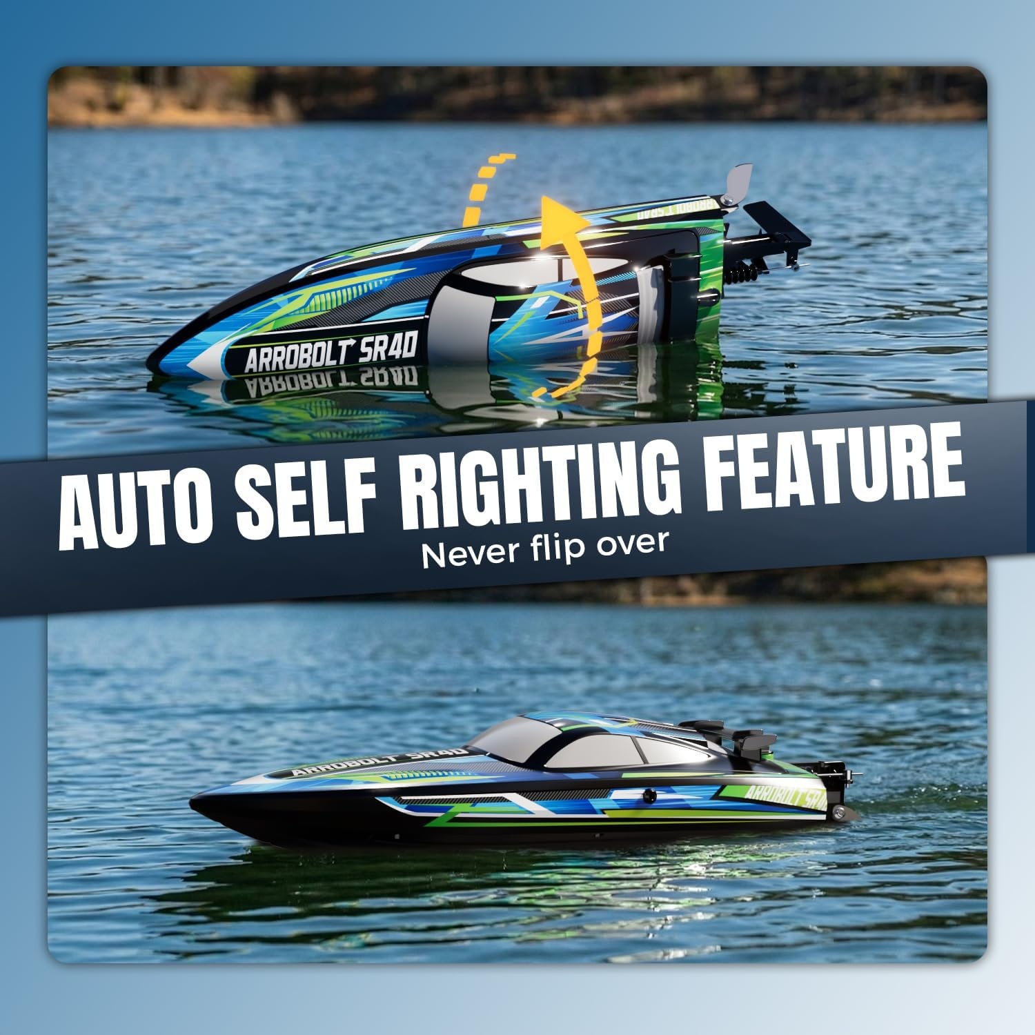 image:imagevolantexrc Brushless RC Boats for Adults 30MPH Fast Remote Control Boat with 2 Rechargeable Batteries for Lakes 30 Mins Full Proportional Boats High Speed RC Boat for AdultsBlue