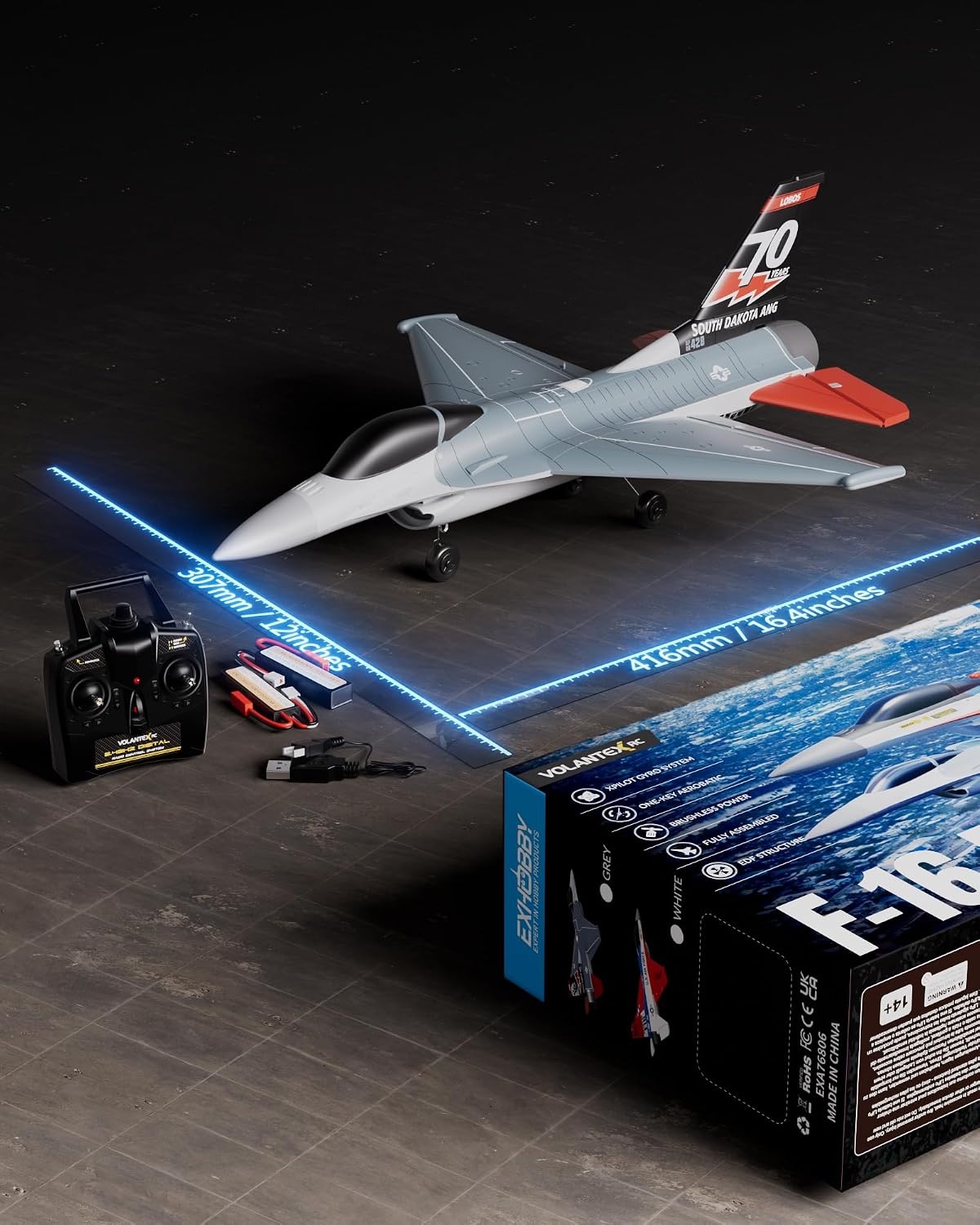 image:imagevolantexrc Brushless RC Plane 4 CH Remote Control Airplanes with 6Axis Gyro3 Modes amp Aerobatics 24GHz Radio Controlled Aircraft for Beginners Adults Jet F16 Fighting Falcon Pro Max